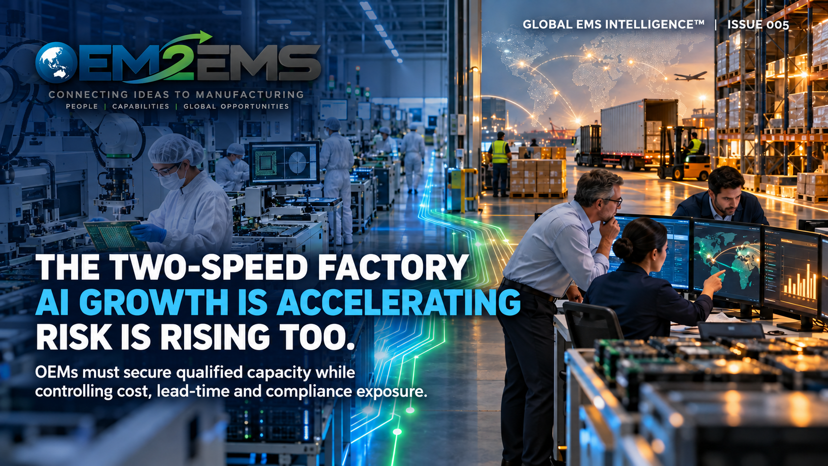 OEM2EMS Global EMS Intelligence Issue 005: The Two-Speed Factory. AI growth is accelerating; risk is rising too.